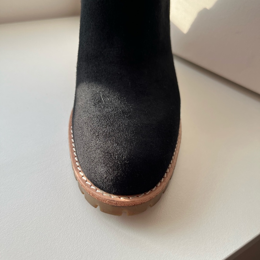 Authentic COACH Keely double faced heel NWT Black 8.5 suede leather wedge new - Picture 5 of 11